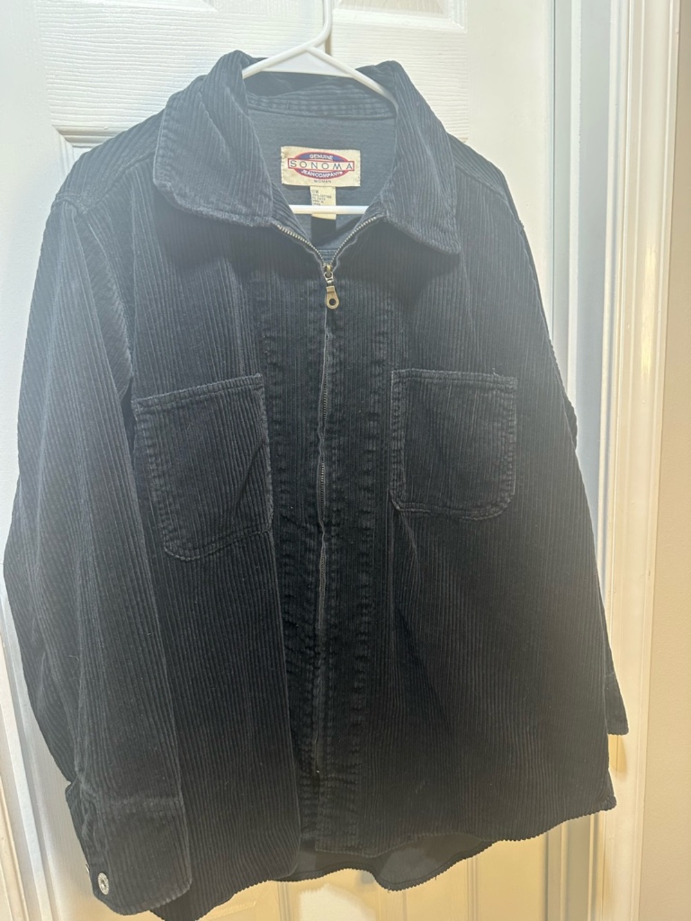 Sonoma Black Corduroy Zip Jacket with Brass Hardware